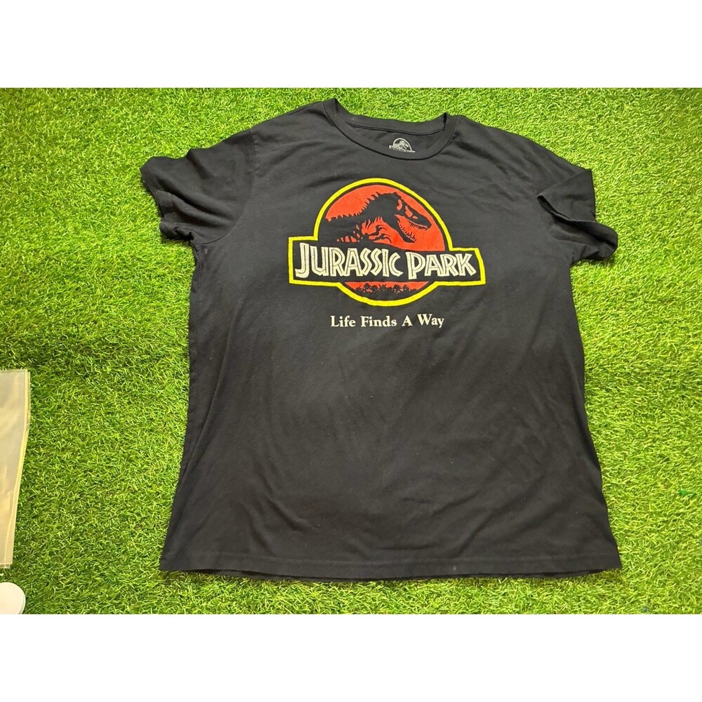 Jurassic Park Life Finds A Way T-Shirt Black Adult 3XL Graphic Tee Movie Logo